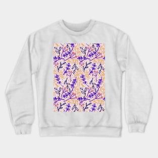 Botanicals and Dots - Hand Drawn Design - Pink, Purple, Orange, Black Crewneck Sweatshirt